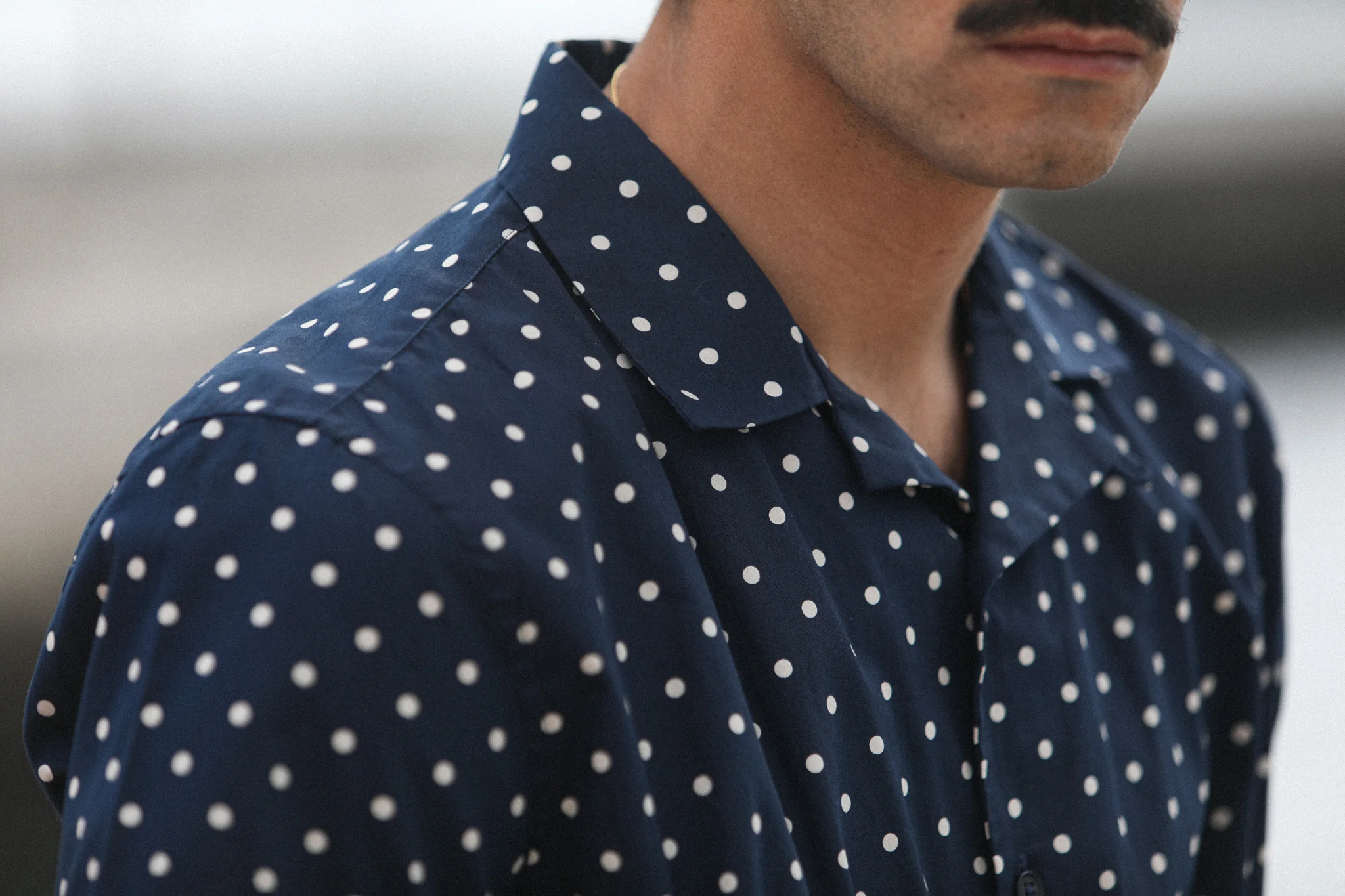Camp Collar Japanese Polka Dot Navy - Image 5