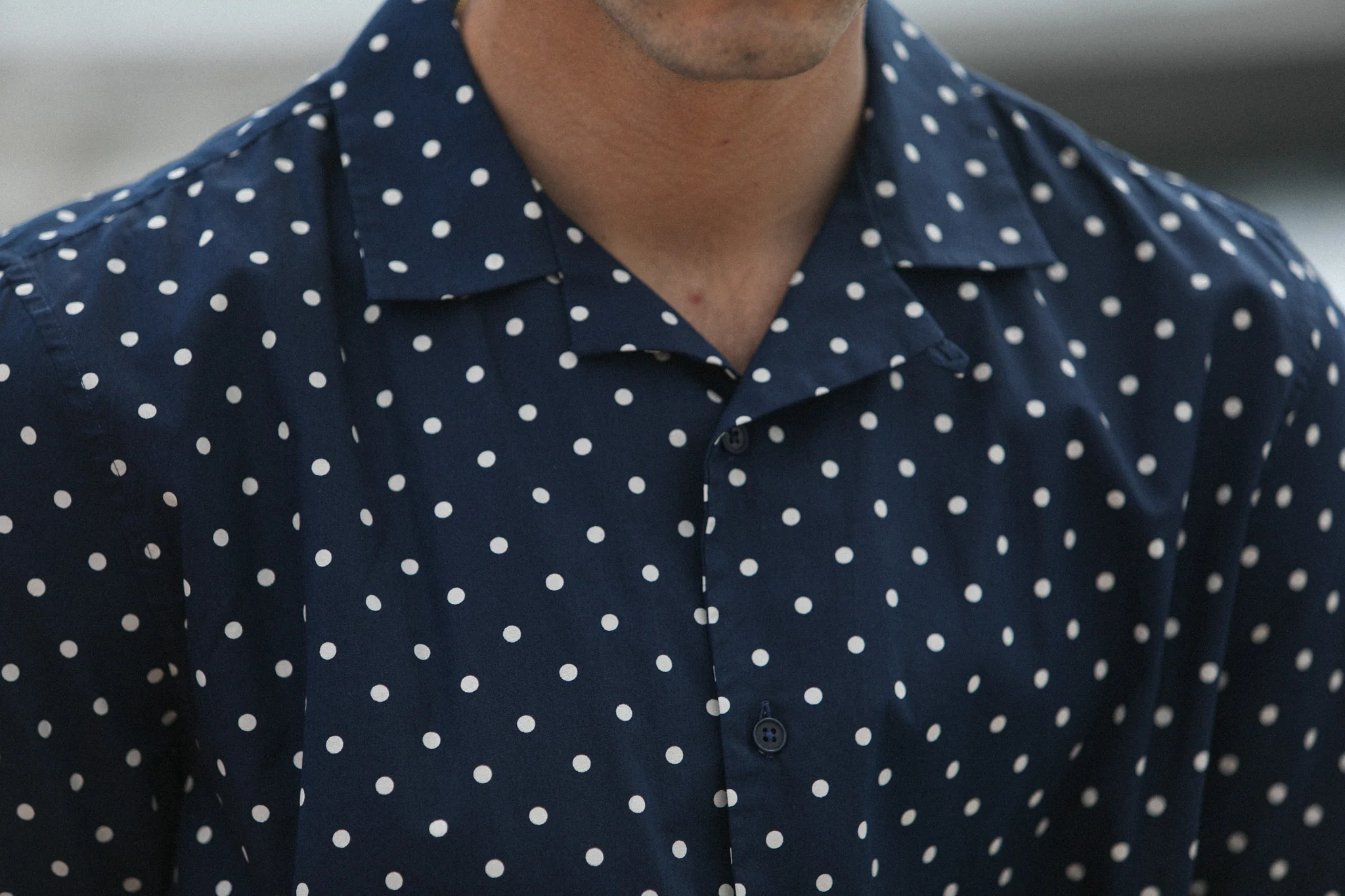 Camp Collar Japanese Polka Dot Navy - Image 7