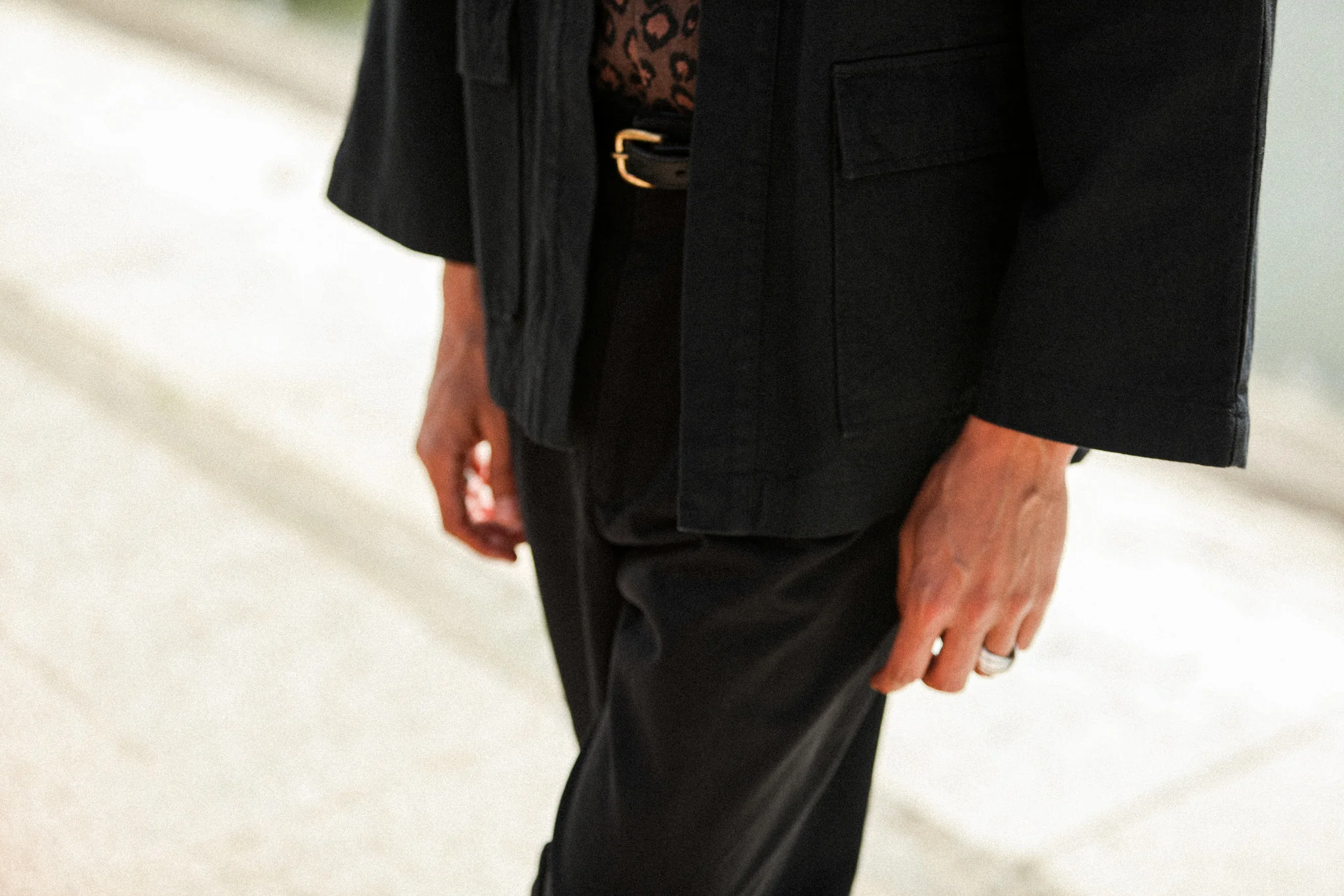 Veste Kimono Canvas Japonais Noir - Image 5