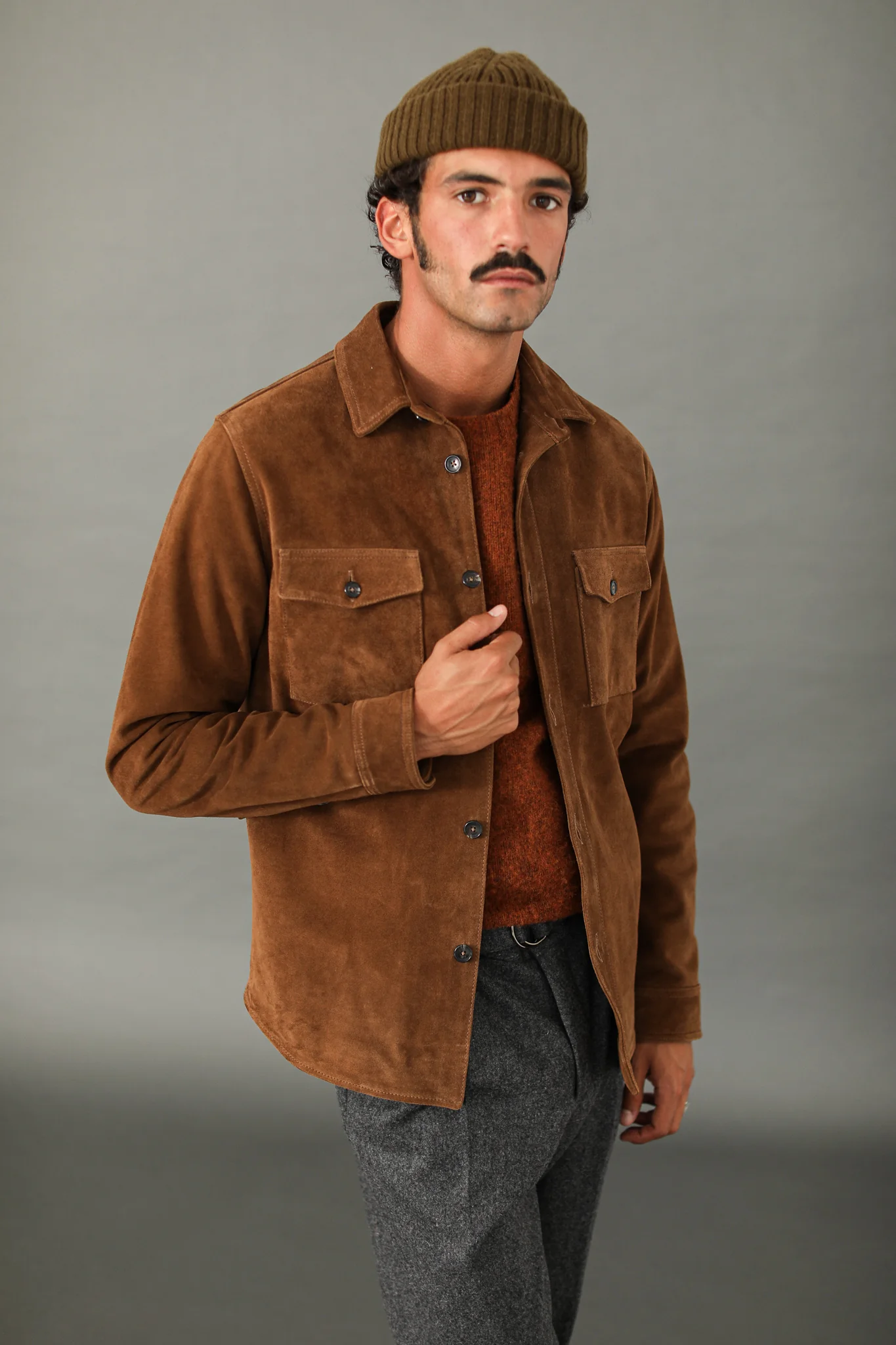 Surchemise Cuir Suédé Tabac - Image 4