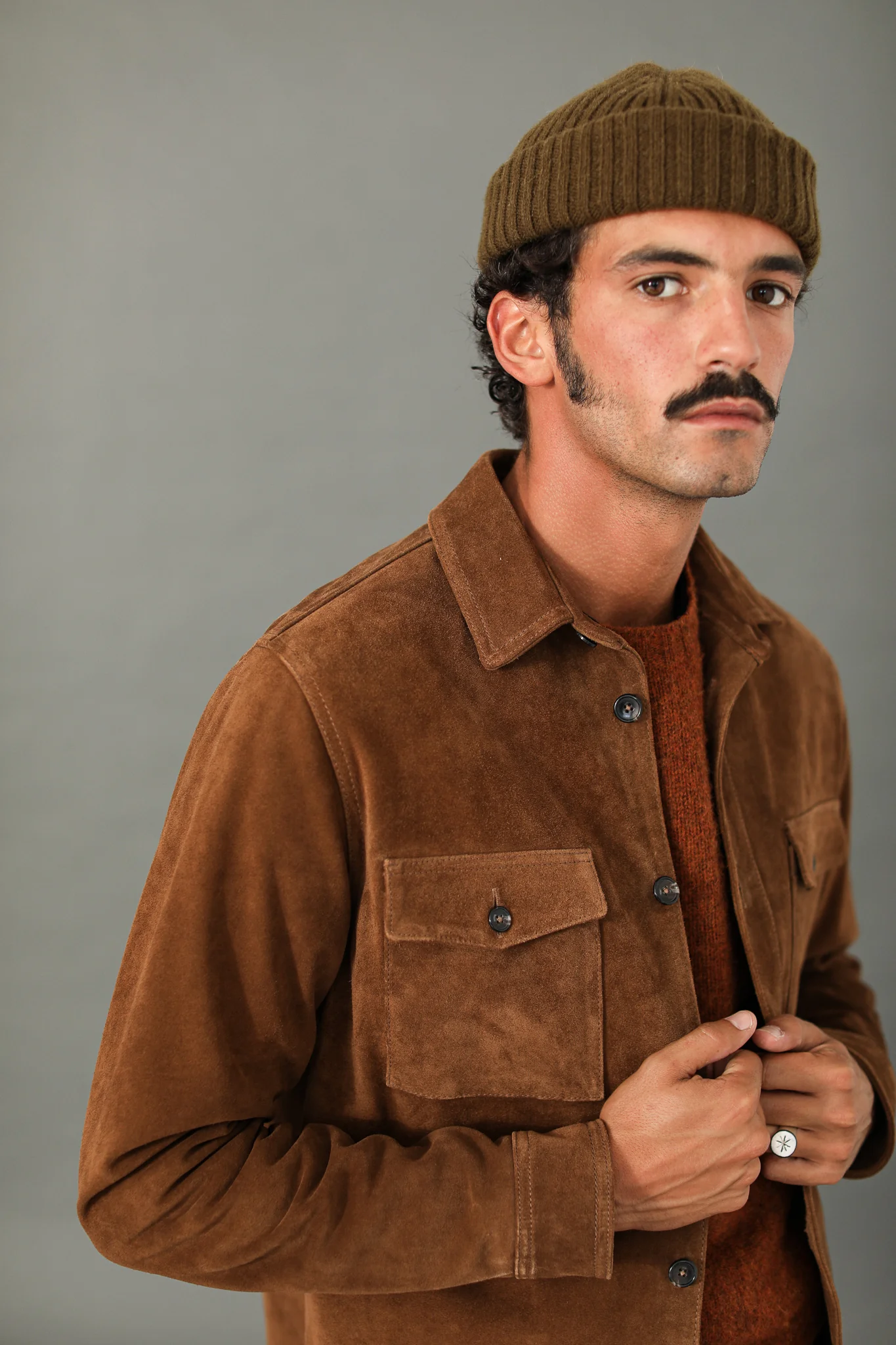 Surchemise Cuir Suédé Tabac - Image 9