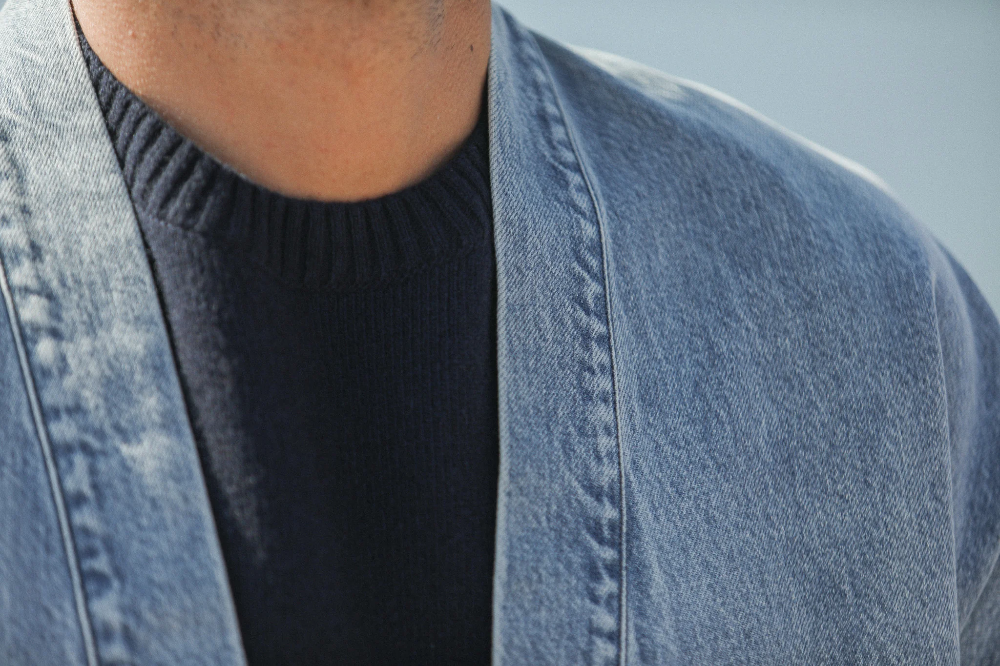 Veste Kimono Denim Japonais Bleached - Image 12