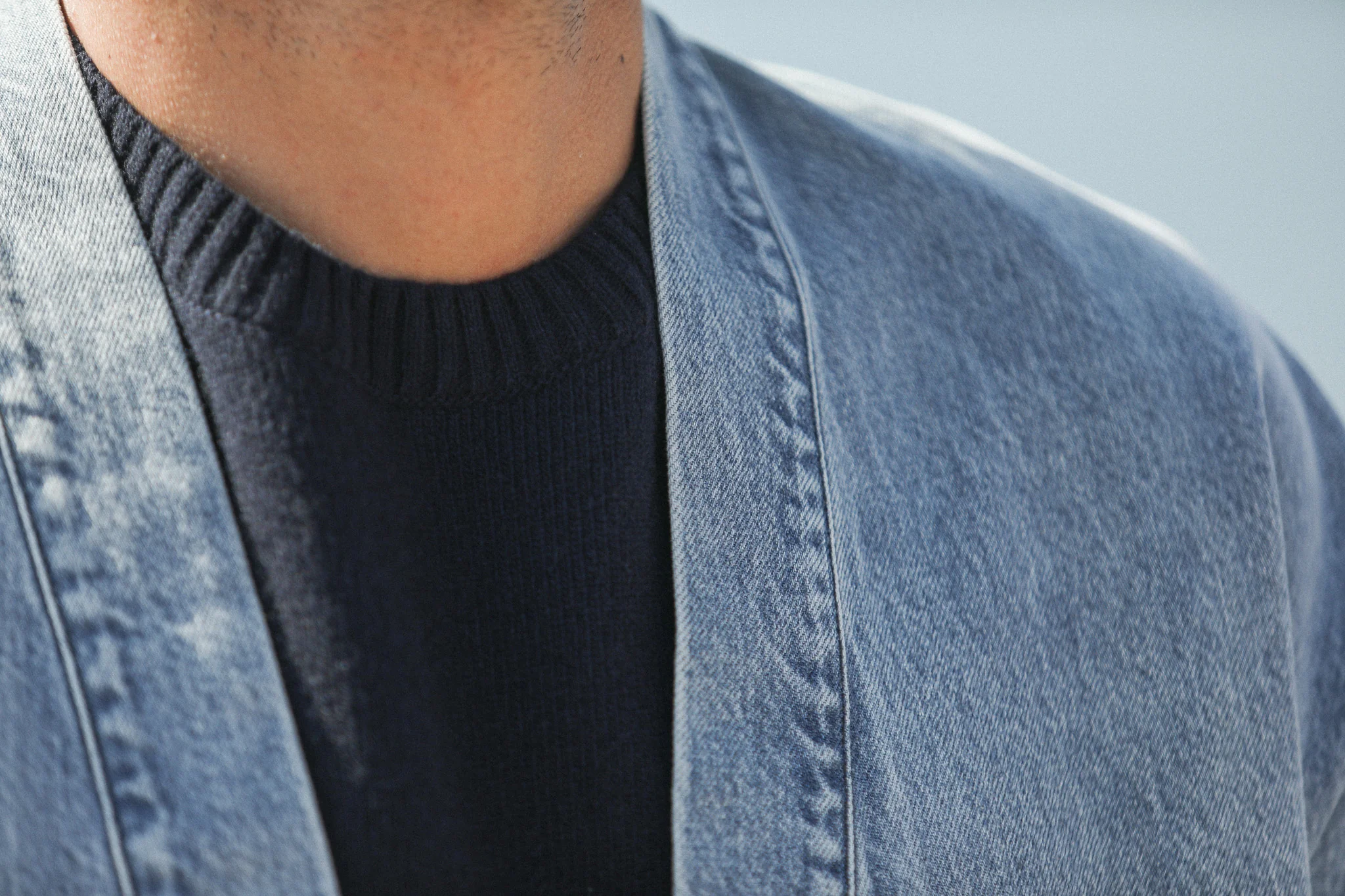 Veste Kimono Denim Japonais Bleached - Image 5